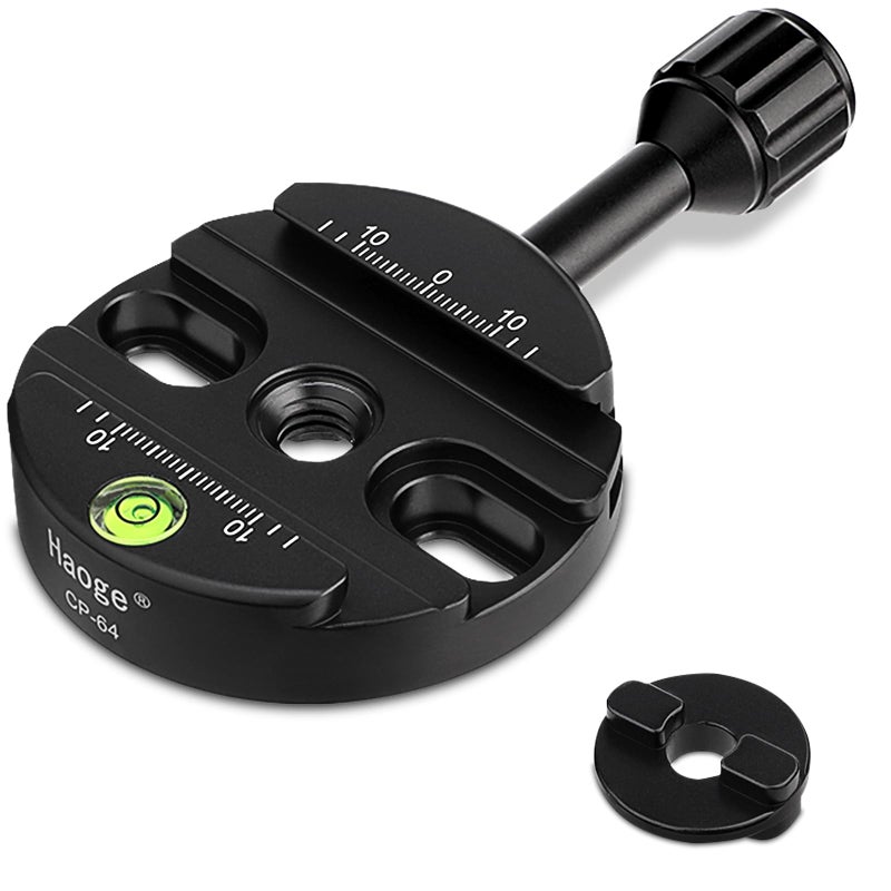 Haoge Combo Boss Adapter with CP-64 64mm Arca-Swiss-Compatible Quick Release Clamp for Manfrotto Tripod Ball Head Clamp Replacement - Image 1